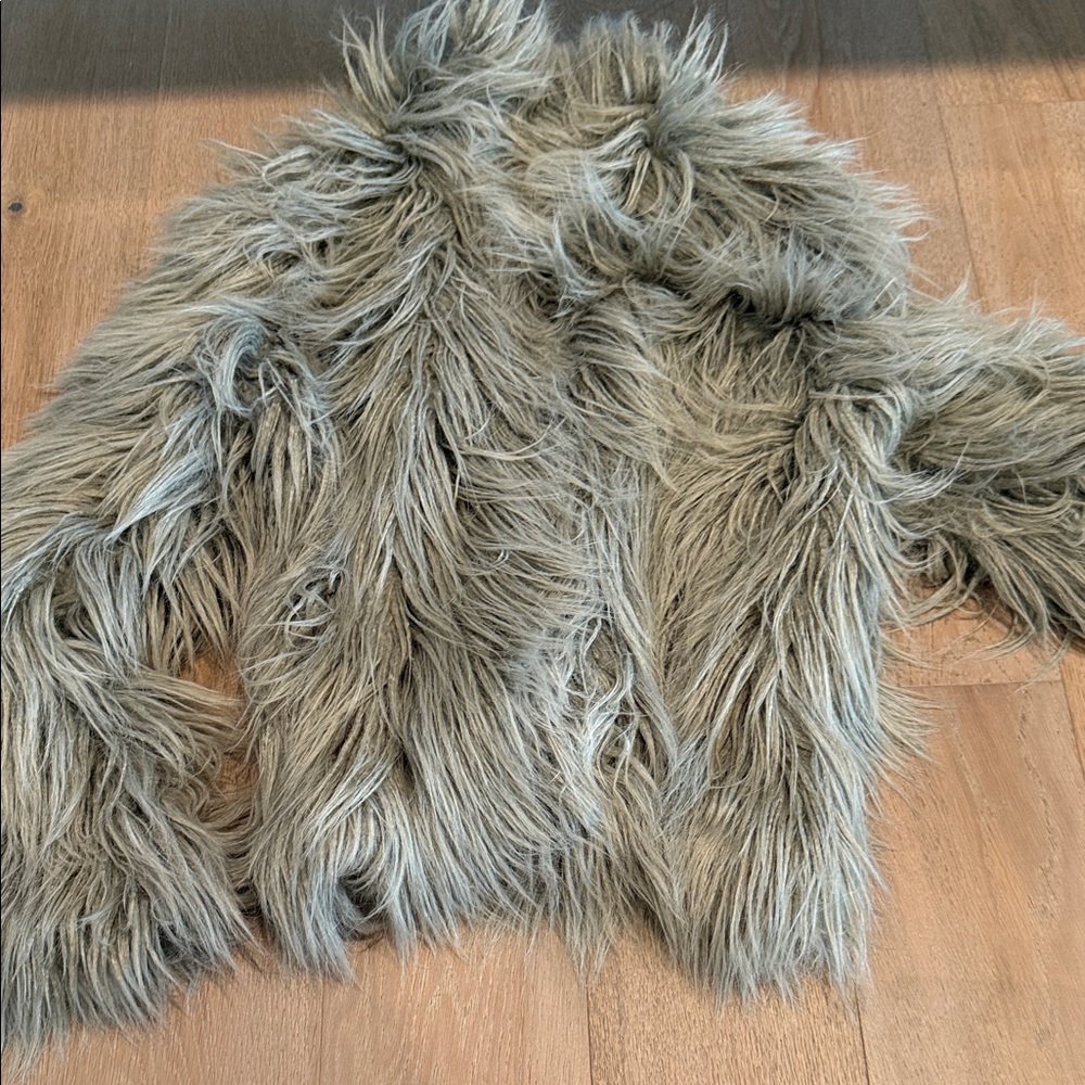 Fabulous Furs Shaggy Faux Fur Jacket in Gray - Picture 1 of 7